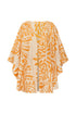 Cavalo Hand Embroidered Linen Poncho / Ecru Yellow Arabesque